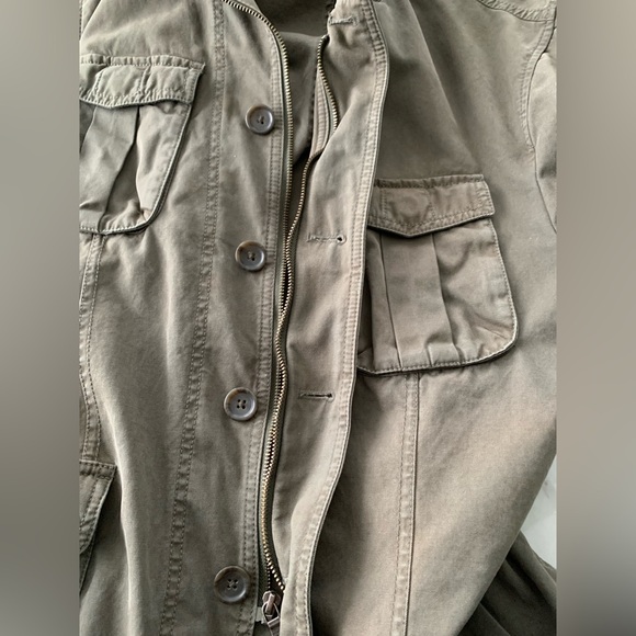 Banana Republic Safari Green Vintage Military Jacket Utility Cotton Zip & Button - Picture 13 of 15